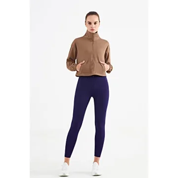 altiland Half Zip Pullover Cropped Jackets for Women Long Sleeve Workout Athletic Running Yoga Shirts(XL, Cocoa Brown)