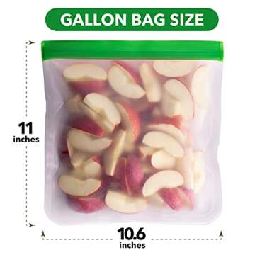 GREENZLA Eco-Friendly Reusable Freezer Bags, 8-Pack Extra Thick and Leakproof Resealable Gallon Bags...