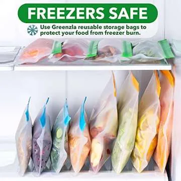 GREENZLA Eco-Friendly Reusable Freezer Bags for Meal Prep