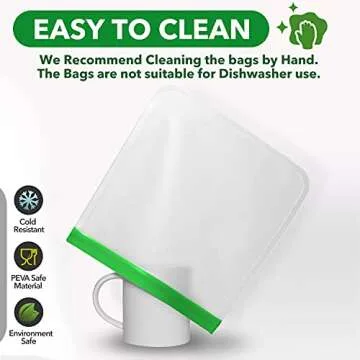 GREENZLA Eco-Friendly Reusable Freezer Bags for Meal Prep