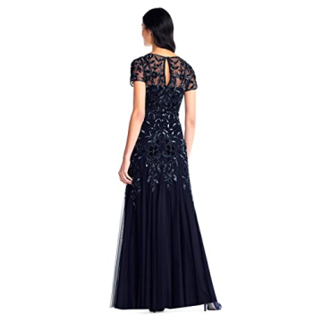 Adrianna Papell Floral Beaded Godet Gown - Twilight