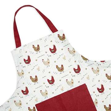 Cackleberry Home Farmhouse Chicken Cotton Bib Apron Pocket Adjustable Strap