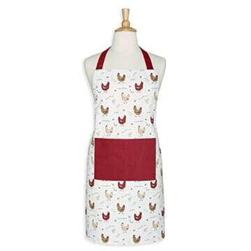 Cackleberry Home Farmhouse Chicken Cotton Bib Apron Pocket Adjustable Strap
