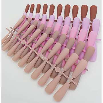 LoveOurHome 200pc Matte Coffin Press on Nails Long, Colored Fake Nails Long Coffin Press on Nails Artificial Fingernails Acrylic Nail Tips 10 Sizes Presson False Nail for Women Girls (Elegant Color)