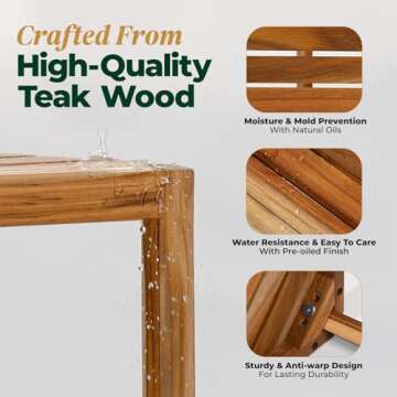 Bme Shower Foot Rest for Shaving Legs, Multifunction Teak Corner Shower Shelf, Easy Install Bathroom...