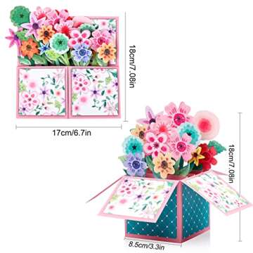 Giiffu 3D Popup Floral Greeting Cards Mothers Day Flower Greeting Cards,Birthday Gift Card for Women...