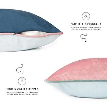 MONDAY MOOSE Decorative Throw Pillow Covers Cushion Cases, Set of 4 Soft Velvet Modern Double-Sided Designs, Mix and Match for Home Decor, Pillow Inserts Not Included (20x20 inch, Pink/Blue)