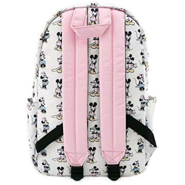 Loungefly x Disney Pastel Minnie and Mickey Mouse Nylon Backpack (Pink/Ivory, One Size)