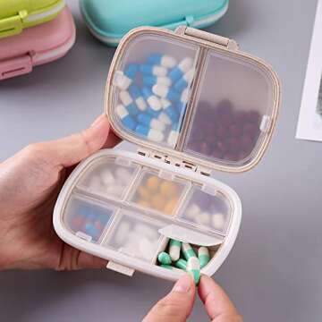 Zuihug 1Pack Daily Pill Organizer Box - Portable Pill Organizer Travel Case, Compact Pill Box and Pi...