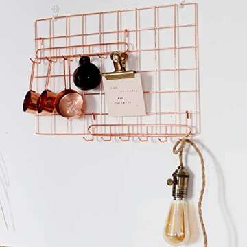 FRIADE Rose Gold Grid Hooks Rack for Wall Grid Panel,Hanging Hooks for Wall Grid Storage and Display...