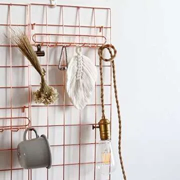 FRIADE Rose Gold Grid Hooks Rack for Wall Grid Panel,Hanging Hooks for Wall Grid Storage and Display，Size 10.7”x 2.8”x1.8 ”,2 Pack