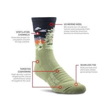 Farm to Feet Cascade Locks 3/4 Technical Hike Crew (Desert Tan, Medium)