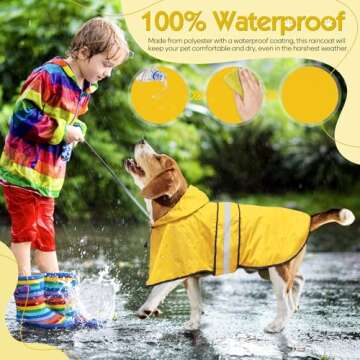 Weesiber Dog Raincoat, Adjustable Waterproof Dog Rain Jacket Poncho with Reflective Strip and Leash Hole, Lightweight Pet Rain Coat for Small to X-Large Doggos (XL, Yellow)