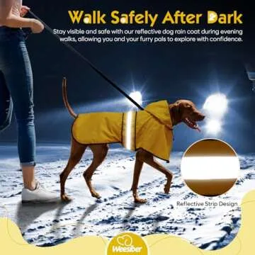 Weesiber Dog Raincoat, Adjustable Waterproof Dog Rain Jacket Poncho with Reflective Strip and Leash Hole, Lightweight Pet Rain Coat for Small to X-Large Doggos (XL, Yellow)