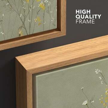 wall26 Framed Canvas Print Yellow Wildflowers Rustic Floral Artwork in Neutral Tones Illustrations Realism Rustic Colorful Multicolor for Living Room, Bedroom, Office - 16x24 Natural