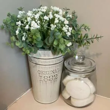 4 PCS 10 Inch Rustic Galvanized Flower Vases, Farmhouse French Buckets for Beautiful Floral Arrangements, Home Decor or Weddings and Events by GENHAKON