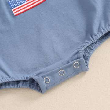 FYBITBO 4th of July Baby Boy Girl Outfit Newborn Bubble Romper American Flag Bodysuit Fourth of July USA Summer Clothes (Blue, 0-3 Months)