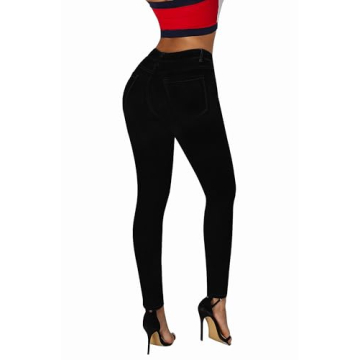 Roswear Ripped Mid Rise Skinny Jeans for Women Black