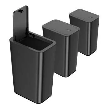 N. NETDOT 10L Trash Can 3-Pack with Lid - Black