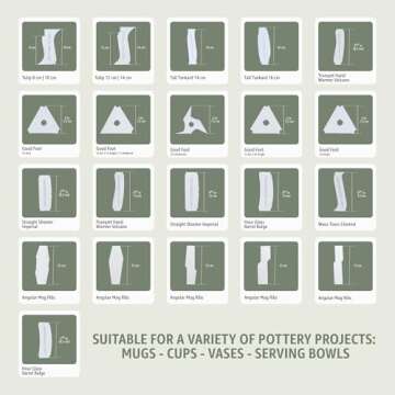 OUTPOST POTTERY Profile Ribs - Precision Pottery Rib Tools Made W/Durable PLA for Consistent Shapes, Floating Designs & Accurate Craft - Texture & Trimming Tools (Ultimate Bundle)