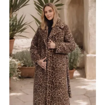 Tngan Women's Leopard Faux Fur Coat for Winter Elegance