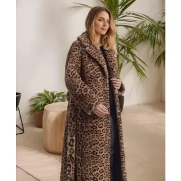 Tngan Women's Leopard Faux Fur Coat for Winter Elegance