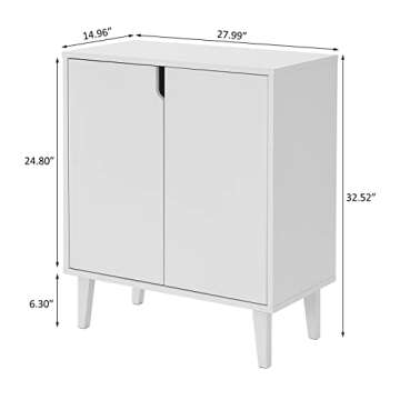 Panana White Coffee Bar Cabinet, Farmhouse Kitchen Sideboard Buffet Storage Cabinet White Accent Sid...