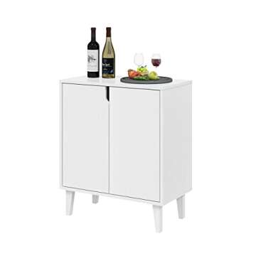 Panana White Coffee Bar Cabinet, Farmhouse Kitchen Sideboard Buffet Storage Cabinet White Accent Sideboard Buffet Cabinet for Kitchen, Dining Room, Living Room, Hallway