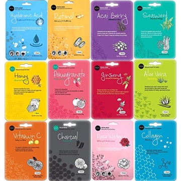 Korean Beauty Face Mask Set - 12 Moisturizing Masks
