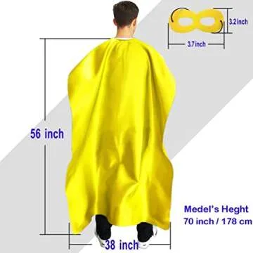 Adult Superhero Cape and Mask for Man and Woman - Dress Up Superhero Costume for Party or Vacation Bibble School (Yelloｗ)