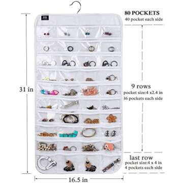 BB Brotrade Hanging Jewelry Organizer,Accessories Organizer,80 Pocket Organizer for Holding Jewelries