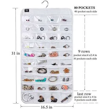 BB Brotrade Hanging Jewelry Organizer,Accessories Organizer,80 Pocket Organizer for Holding Jewelries