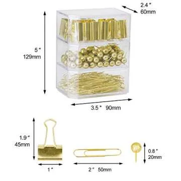 Stylish Gold Binder Paper Clips Set for Office Supplies