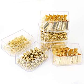 Stylish Gold Binder Paper Clips Set for Office Supplies