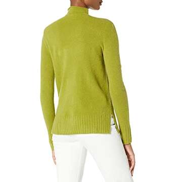 Goodthreads Women's Mid-Gauge Stretch Funnel Neck Sweater, Green, Large