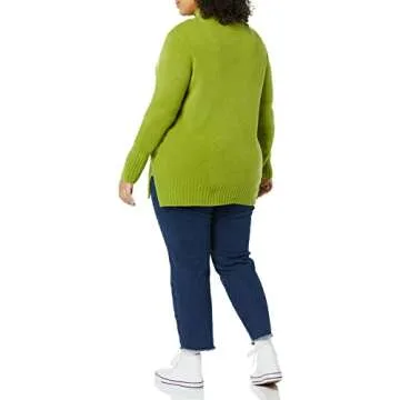 Goodthreads Women's Mid-Gauge Stretch Funnel Neck Sweater, Green, Large