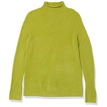 Goodthreads Women's Mid-Gauge Stretch Funnel Neck Sweater, Green, Large