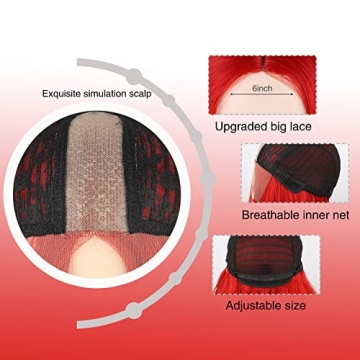 WECAN Long Wavy Red Synthetic Wig for Cosplay & Parties