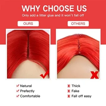 WECAN Long Wavy Red Synthetic Wig for Cosplay & Parties