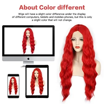 WECAN Long Wavy Red Synthetic Wig for Cosplay & Parties
