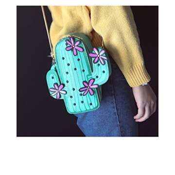 MILATA Women Cactus Shape PU Leather Mini Cross Body Bag Cute Purses Shoulder Chain Bag