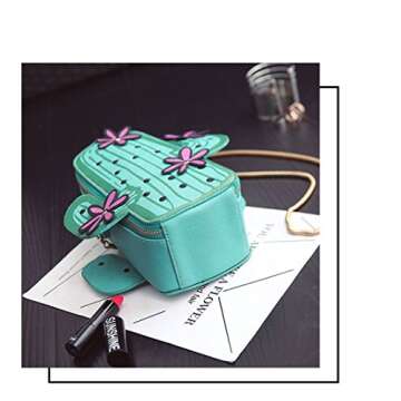 MILATA Women Cactus Shape PU Leather Mini Cross Body Bag Cute Purses Shoulder Chain Bag