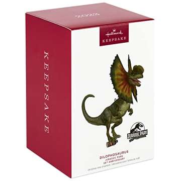Hallmark Keepsake Christmas Ornament 2023, Jurassic Park 30th Anniversary Dilophosaurus, Dinosaur Gifts