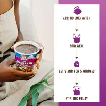 Dr. McDougall's Black Bean and Lime Soup - Gluten Free and Vegan Ramen Noodles - Instant Ramen Noodle Cups - Vegetarian Ramen Soup - Instant Noodles - 3.4 Ounce Cups - Pack of 6