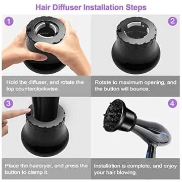 UUCOLOR Universal Hair Diffuser Suitable for 1.4 in to 2.6 in Adjustable Hair Dryer Diffuser Nozzle for Curly or Wavy Hair Styling