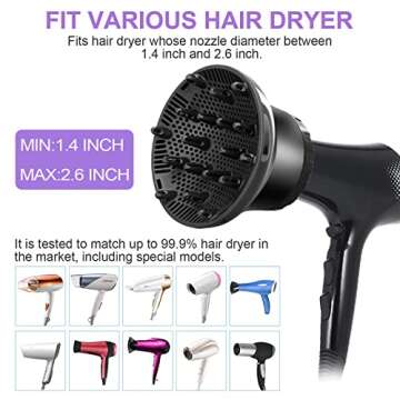UUCOLOR Universal Hair Diffuser Suitable for 1.4 in to 2.6 in Adjustable Hair Dryer Diffuser Nozzle for Curly or Wavy Hair Styling