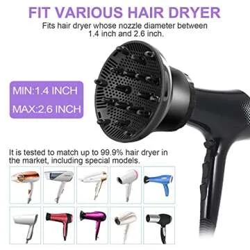 UUCOLOR Universal Hair Diffuser Suitable for 1.4 in to 2.6 in Adjustable Hair Dryer Diffuser Nozzle for Curly or Wavy Hair Styling