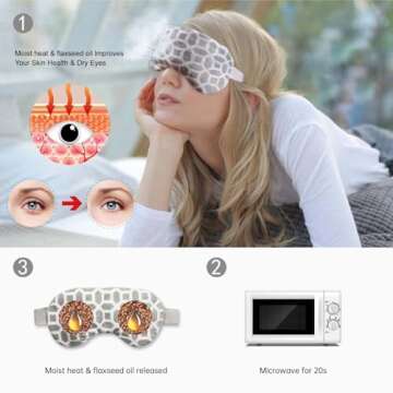 2 in 1 Heated/Ice Eye Mask Moist Heat Eye Mask Lavender & Flaxseed Sinus Pillow Microwavable for Dry...