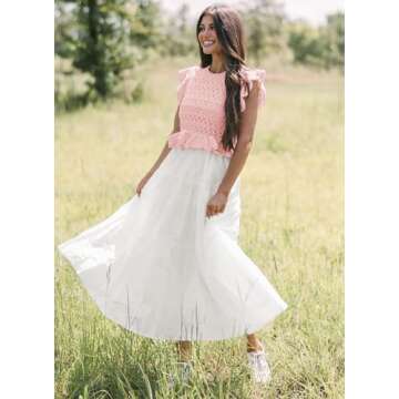 SAUKOLE Womens Casual T-Shirts Dresses Crew Neck A Line Tank Dresses for Wedding Guest Cocktail Party Dress Pink