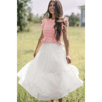 SAUKOLE Womens Casual T-Shirts Dresses Crew Neck A Line Tank Dresses for Wedding Guest Cocktail Party Dress Pink